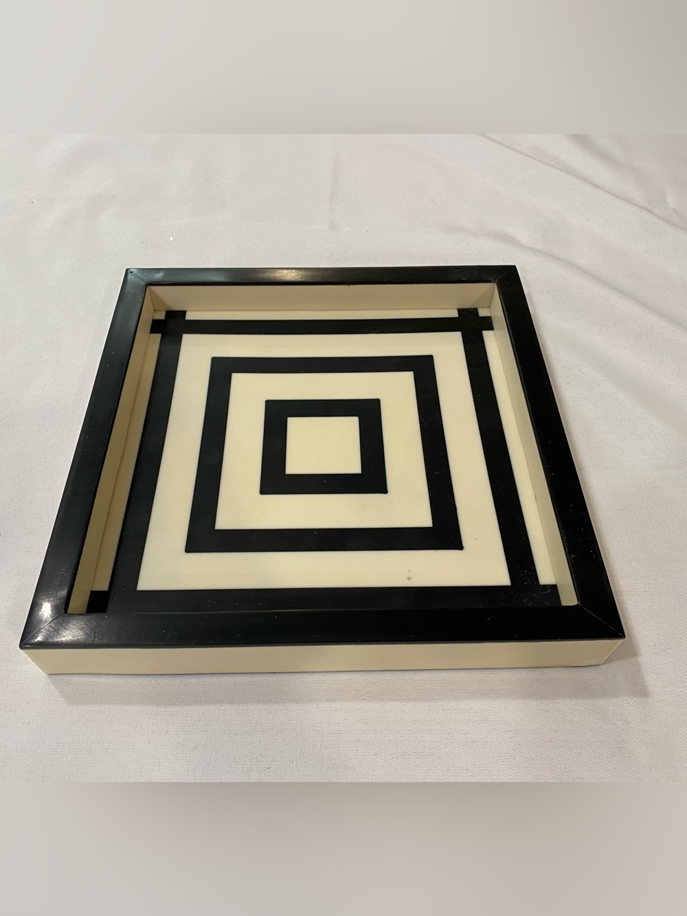 Black and Cream Geometric Decorative Tray